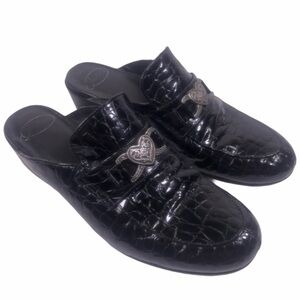 Justin Boots Leather Mules Silver Medallions